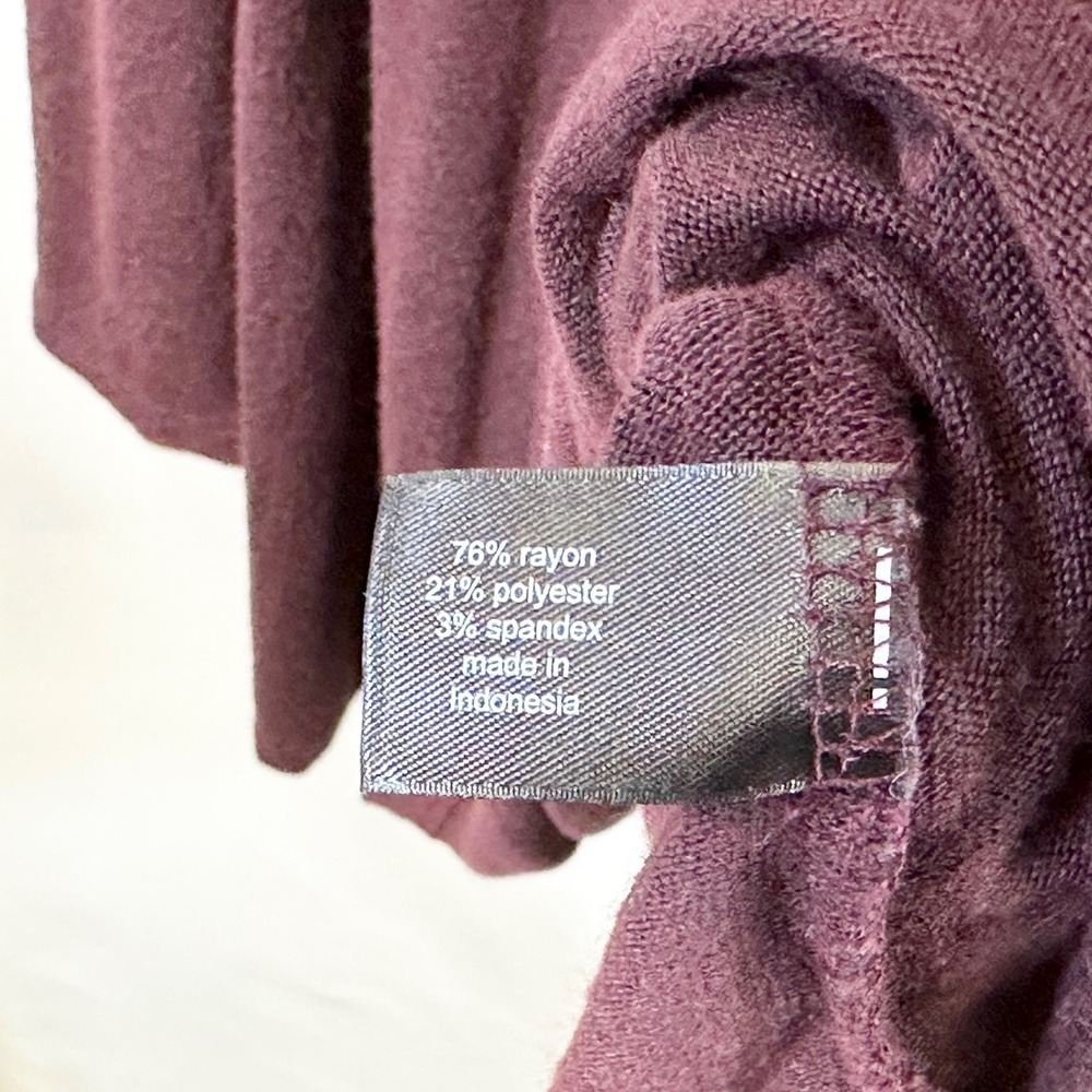 Lane Bryant Plus Size 22/24 Top Cowl Neck Tunic Maroon Long Sleeve Solid 681 - Picture 8 of 9